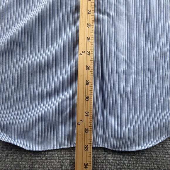 Brooks Brothers 17 36 Striped Regular Non-Iron Shirt Mens Button Up Blue Pocket - Picture 4 of 16